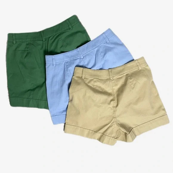 Jcrew Factory NWT pleated chino short bundle khaki baby blue green preppy size 4